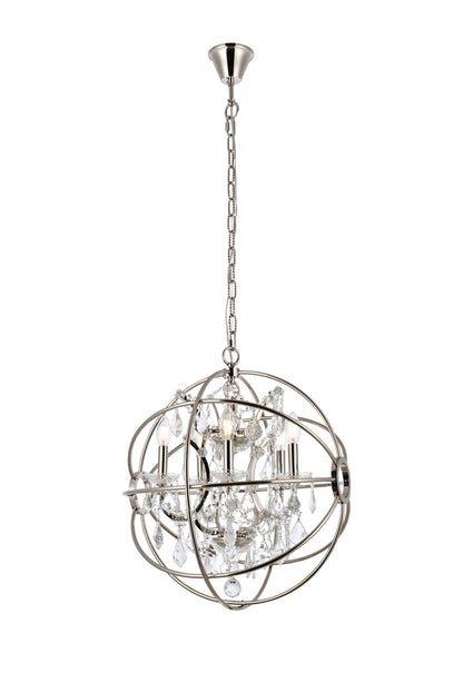 Geneva 5 light polished nickel Pendant Clear Royal Cut crystal