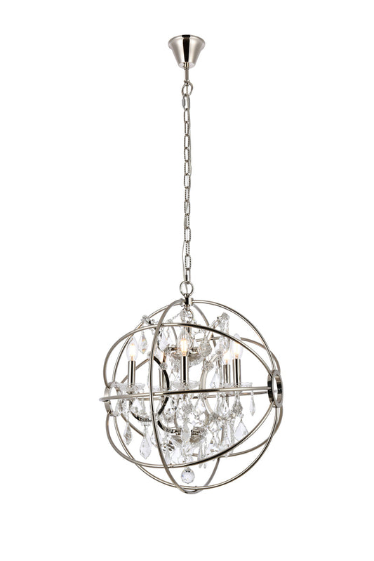 Geneva 5 light polished nickel Pendant Clear Royal Cut crystal