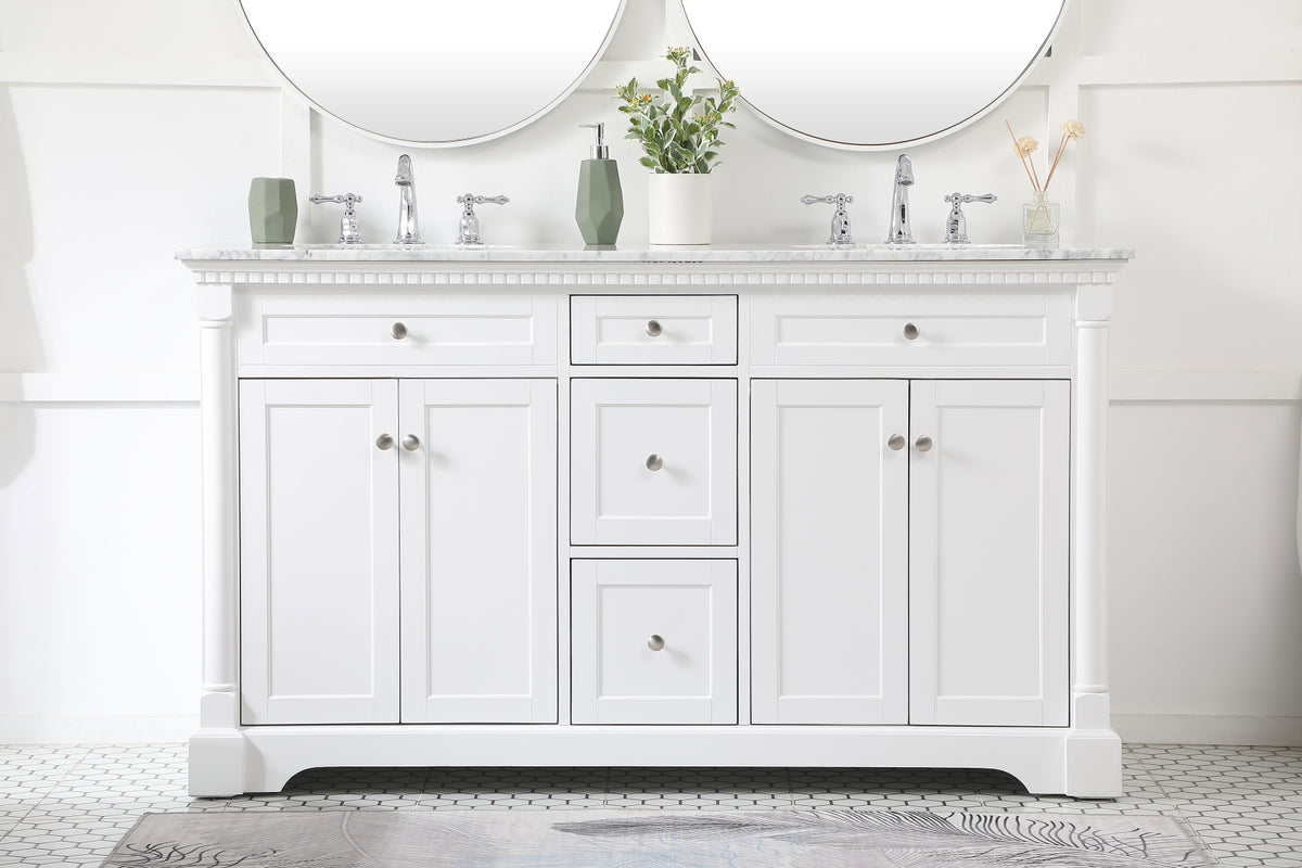 60 inch double bathroom vanity in White