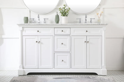 60 inch double bathroom vanity in White