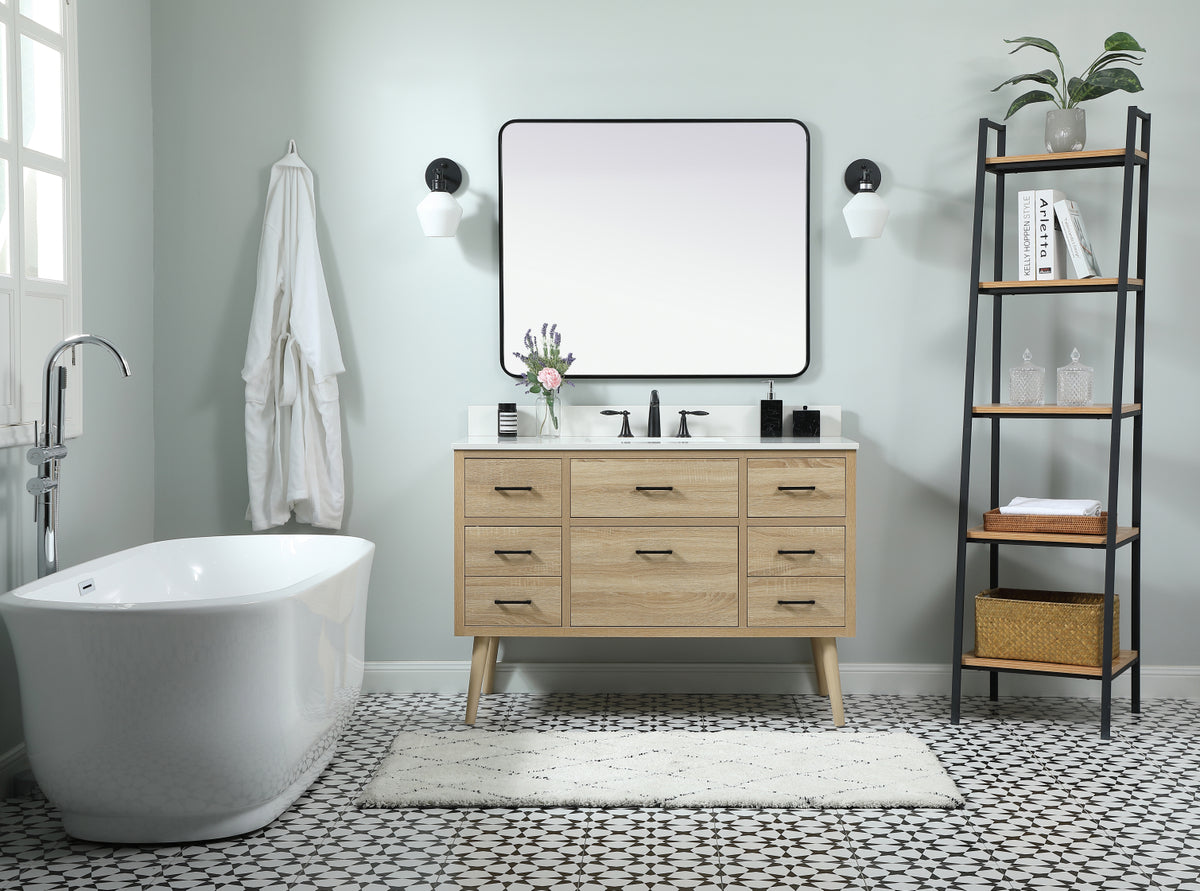 48 inch Single bathroom vanity in mango wood with backsplash