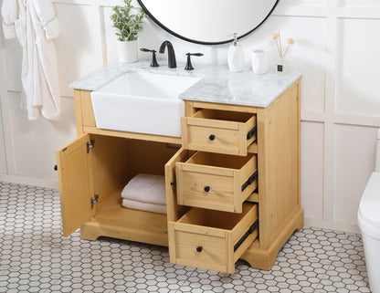 42 inch Single bathroom vanity in natural wood