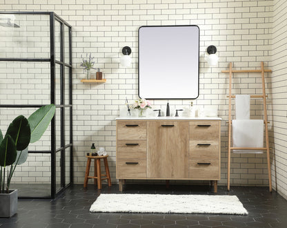 48 inch Single bathroom vanity in natural oak with backsplash