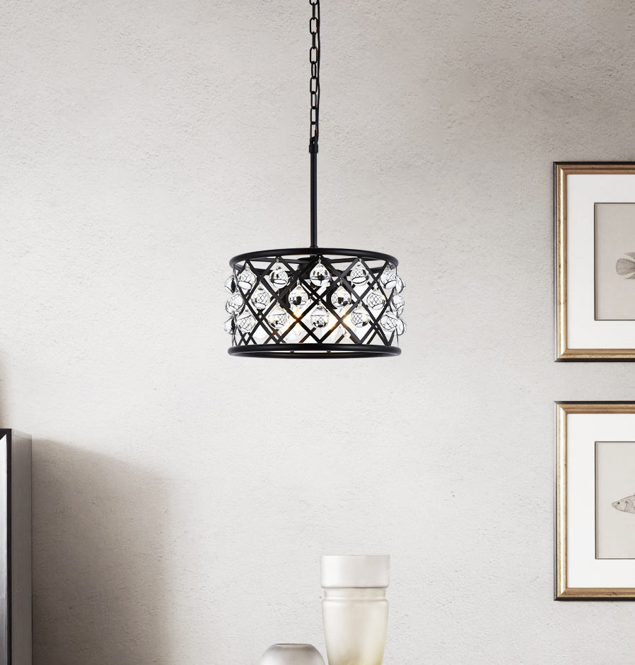 Madison 4 light Matte Black Pendant Clear Royal Cut Crystal