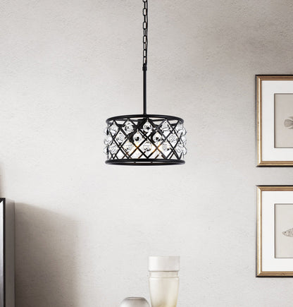 Madison 4 light Matte Black Pendant Clear Royal Cut Crystal