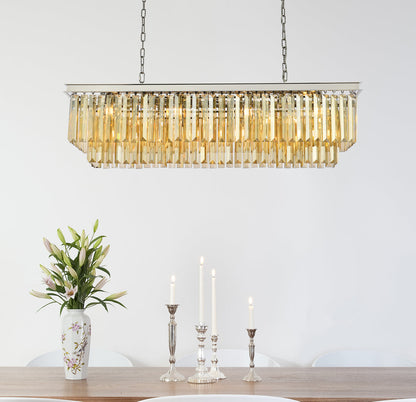 Sydney 12 light polished nickel Chandelier Golden Teak (Smoky) Royal Cut Crystal