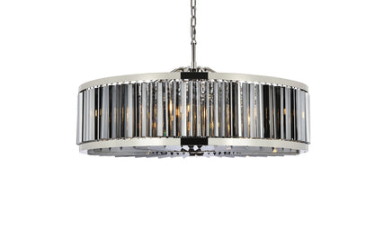 Chelsea 10 light polished nickel Chandelier Silver Shade (Grey) Royal Cut Crystal