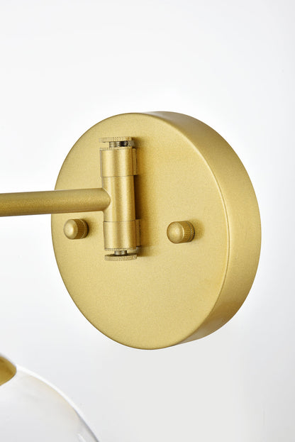 Davian 1 light Brass and Clear swing arm wall sconce
