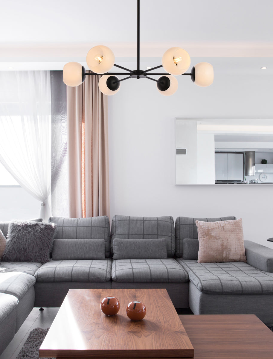 Briggs 36 inch pendant in black with white shade