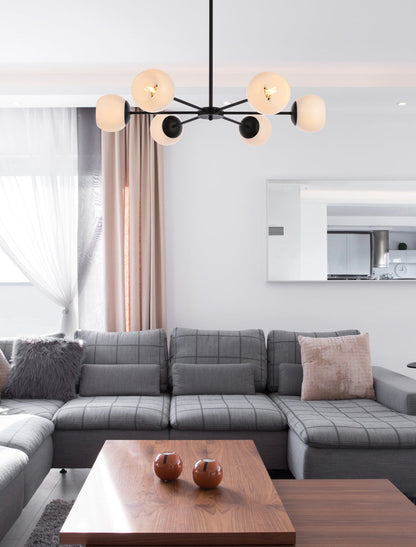 Briggs 36 inch pendant in black with white shade