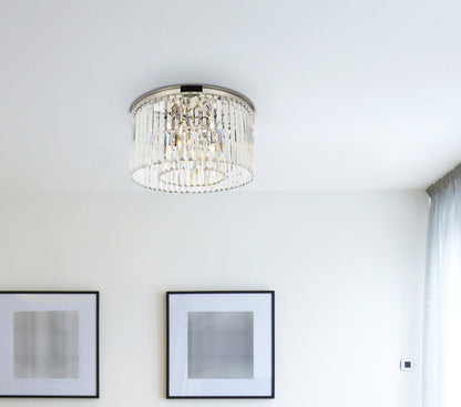 Sydney 8 light polished nickel Flush Mount Clear Royal Cut Crystal