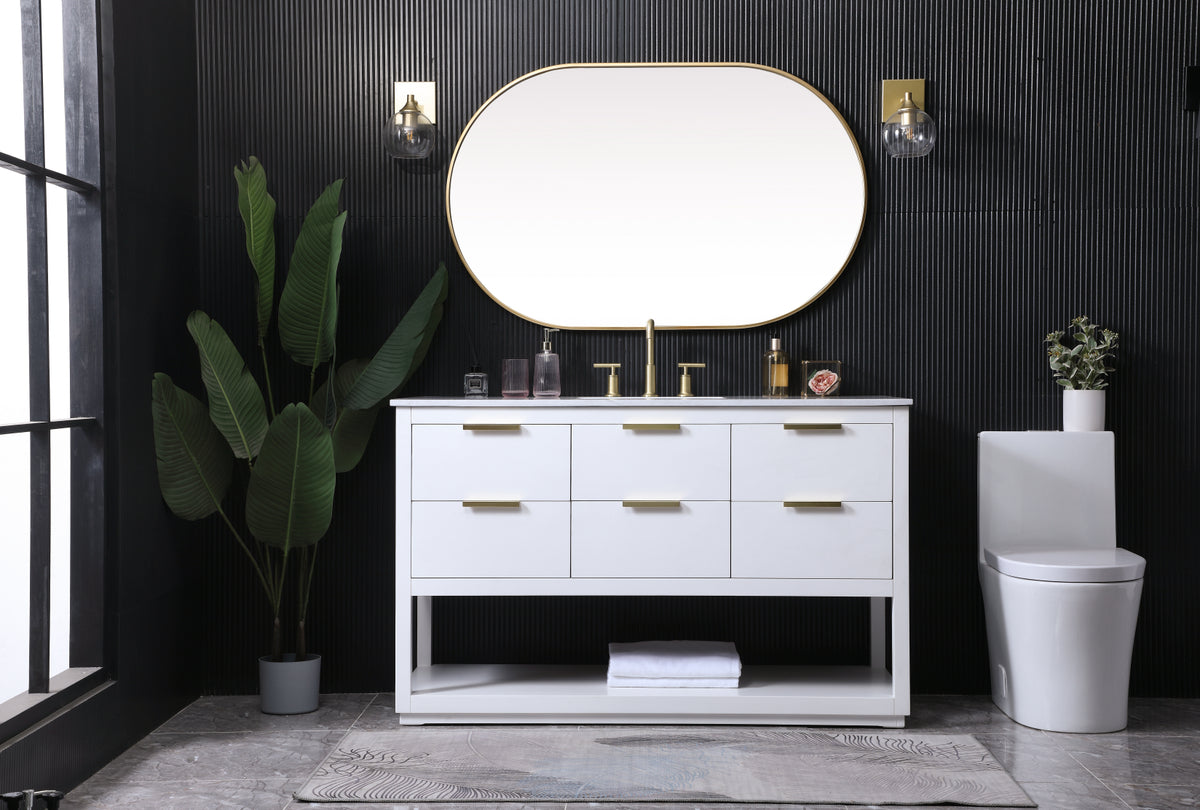 54 Inch SIngle Bathroom Vanity In White