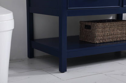 42 inch Single bathroom vanity in blue with backsplash