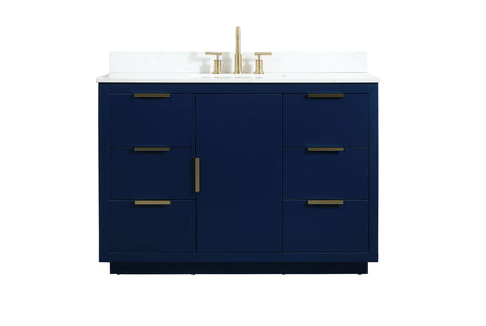 48 inch Single bathroom vanity in blue with backsplash