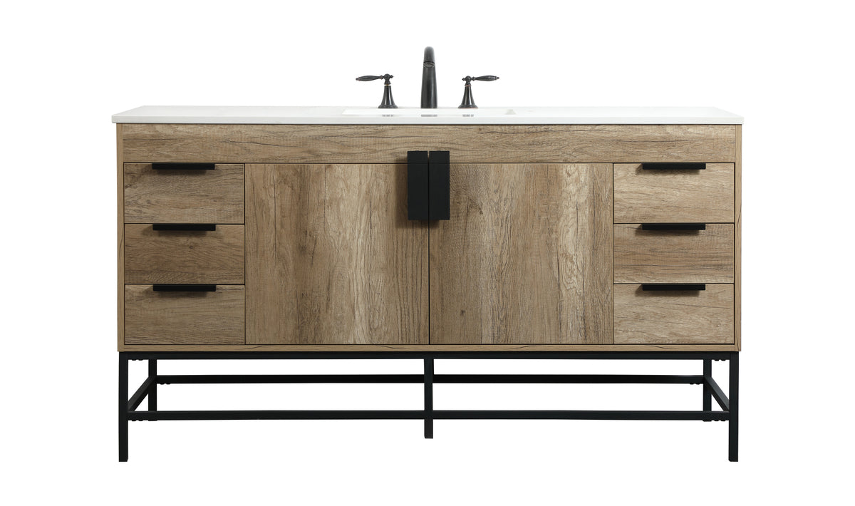 60 inch Single bathroom vanity in natural oak