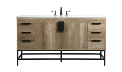 60 inch Single bathroom vanity in natural oak