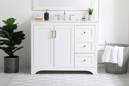 42 inch Single Bathroom Vanity in White with Backsplash