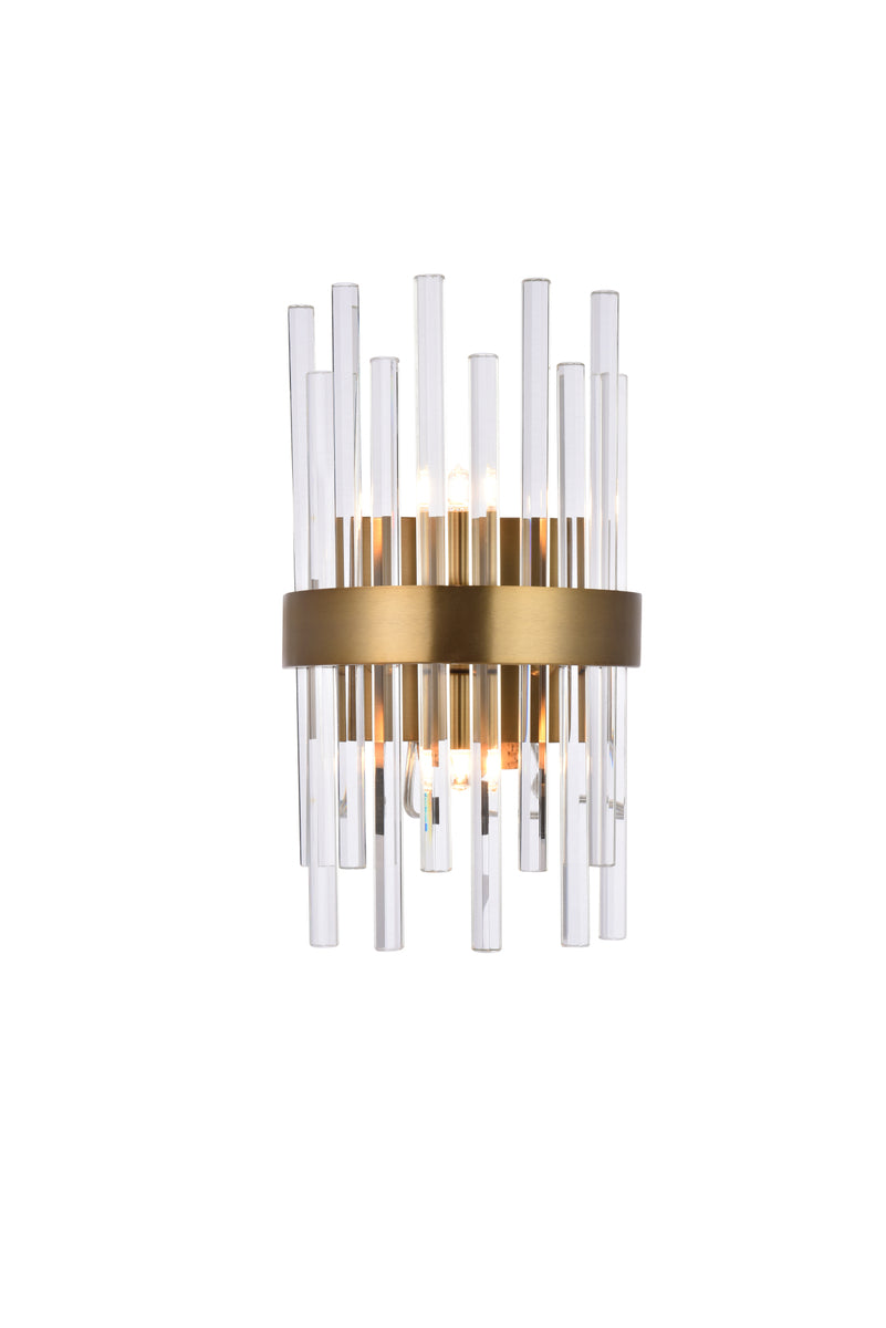 Dallas 2 light Gold and Clear Wall Sconce Clear Royal Cut Crystal