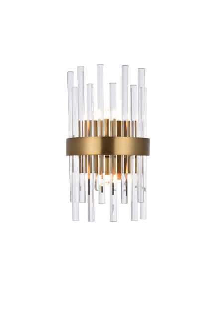 Dallas 2 light Gold and Clear Wall Sconce Clear Royal Cut Crystal