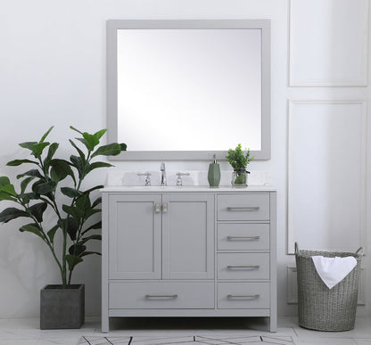 42 inch Single Bathroom Vanity in Gray with Backsplash