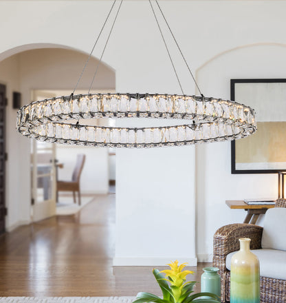 Monroe 36 inch LED oval Single pendant in black