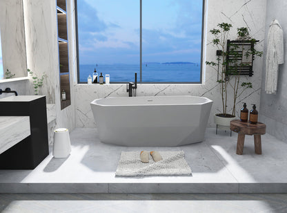 67 inch soaking diamond style bathtub in glossy white