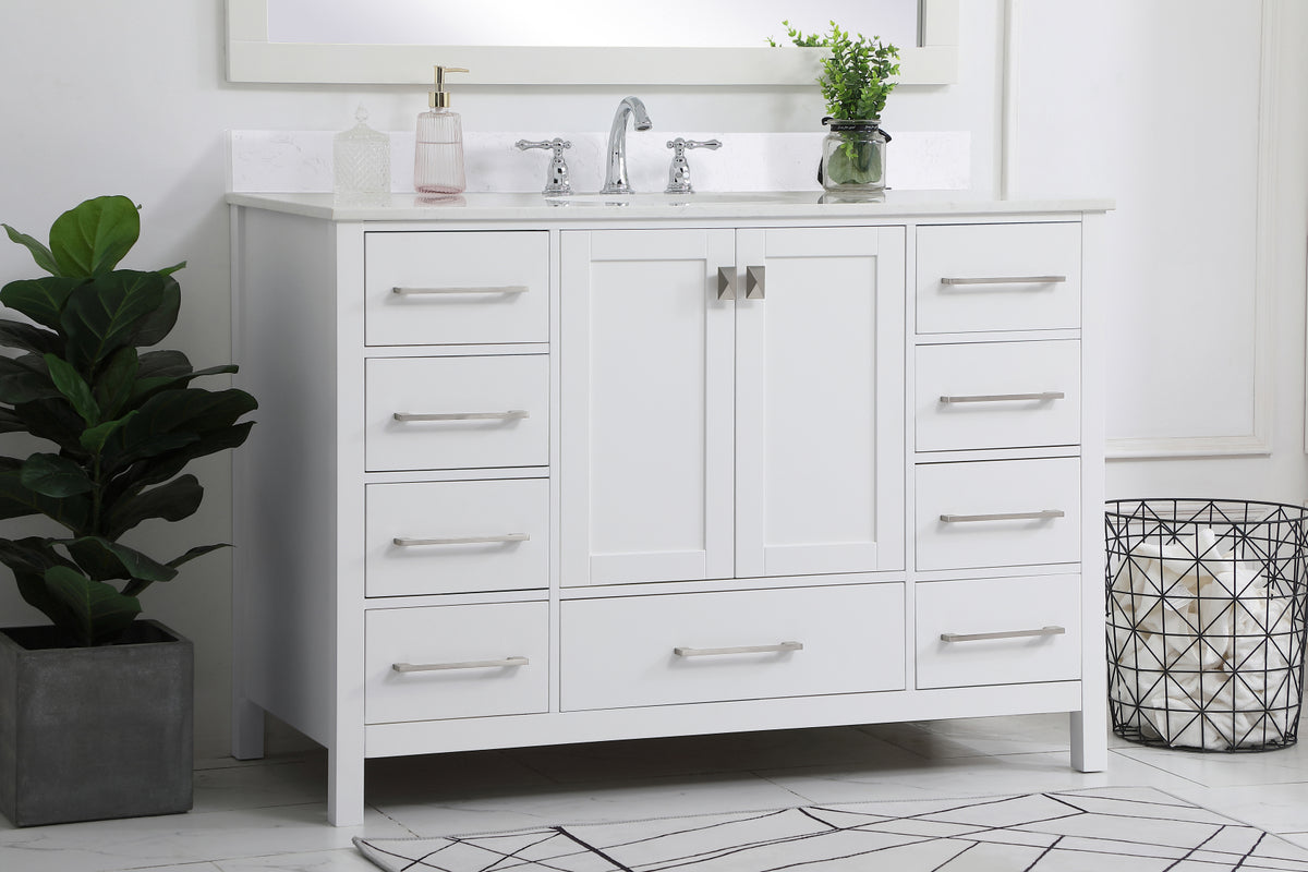 48 inch Single Bathroom Vanity in White with Backsplash