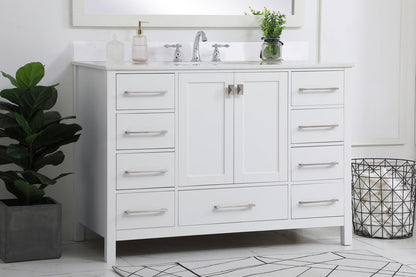 48 inch Single Bathroom Vanity in White with Backsplash