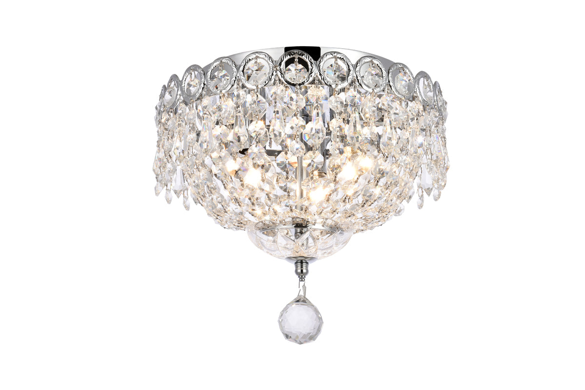 Century 3 light Chrome Flush Mount Clear Royal Cut Crystal