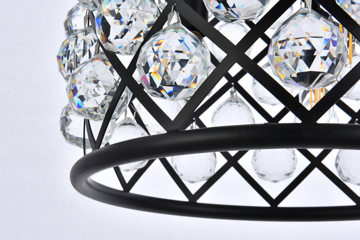Madison 4 light Matte Black Pendant Clear Royal Cut Crystal