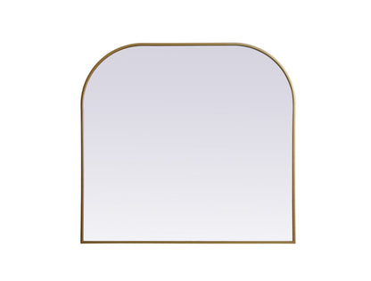 Metal Frame Arch Mirror 40x38 Inch in Brass