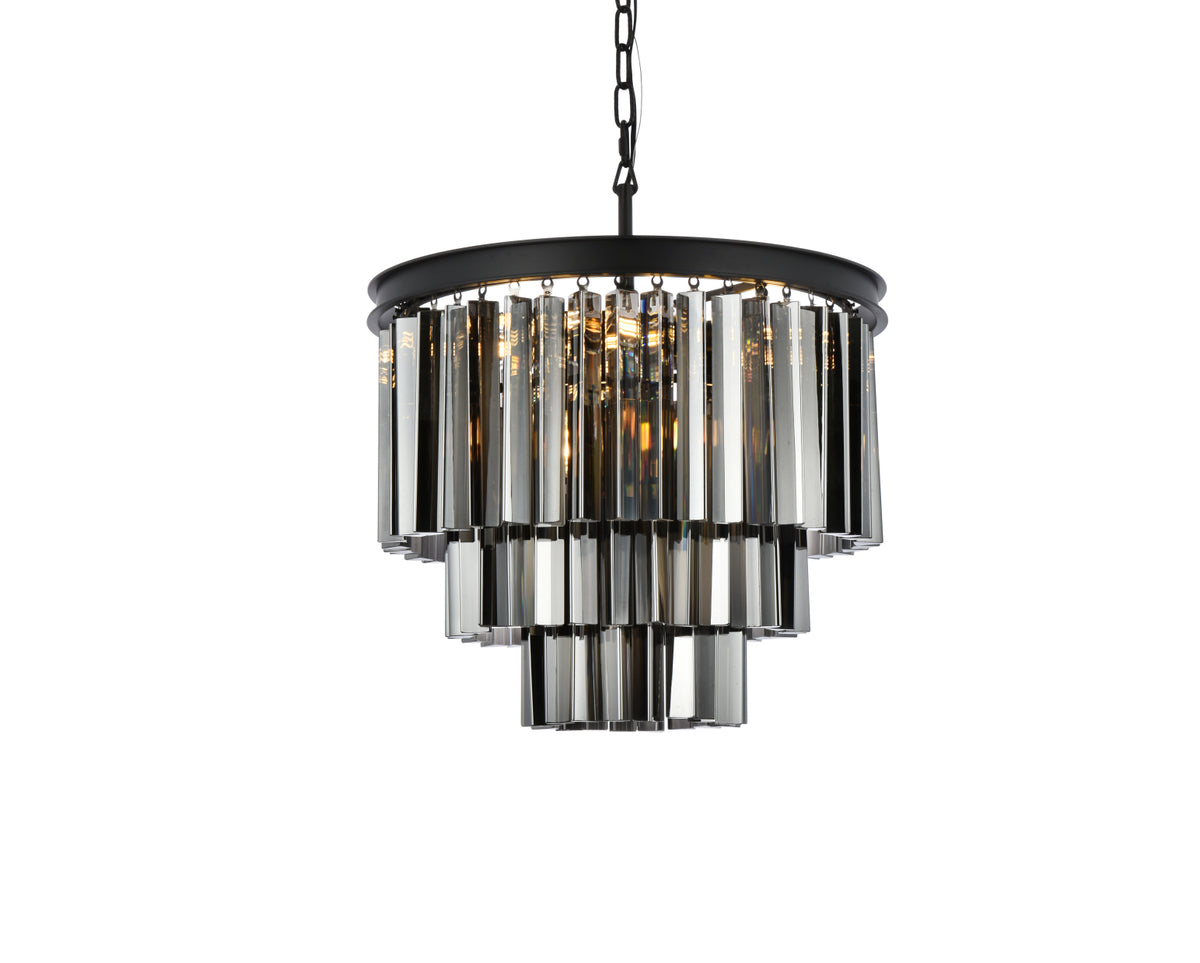 Sydney 9 light Matte Black Chandelier Silver Shade (Grey) Royal Cut Crystal