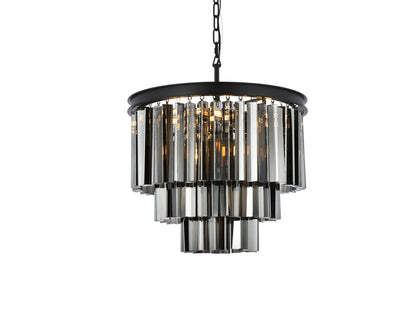 Sydney 9 light Matte Black Chandelier Silver Shade (Grey) Royal Cut Crystal