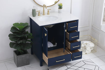32 inch Single Bathroom Vanity in Blue