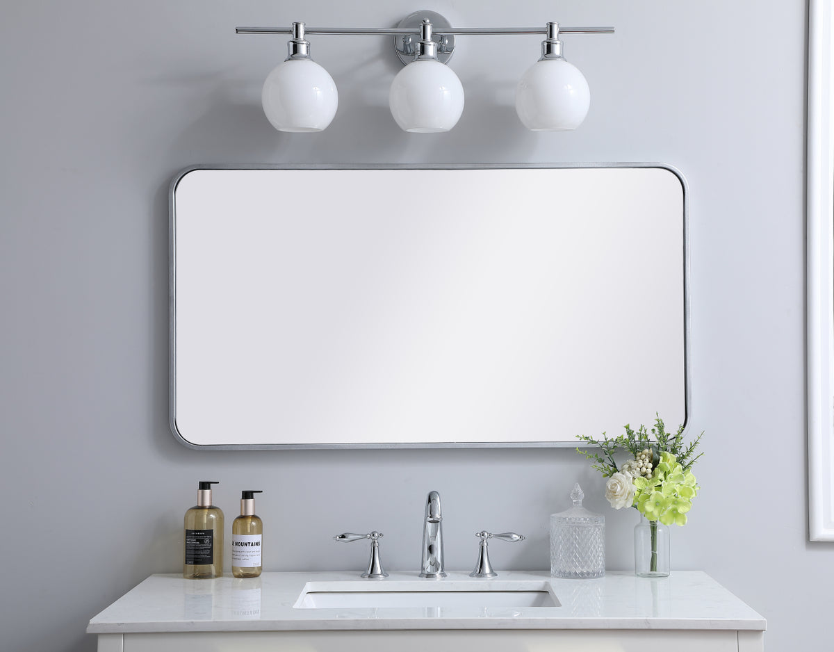Soft corner metal rectangular mirror 22x40 inch in Silver