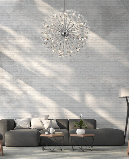 Vera 50 inch crystal starburst round pendant in chrome