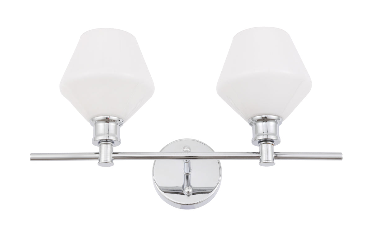 Gene 2 light Chrome and Frosted white glass Wall sconce