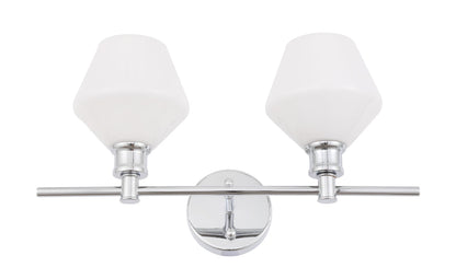 Gene 2 light Chrome and Frosted white glass Wall sconce