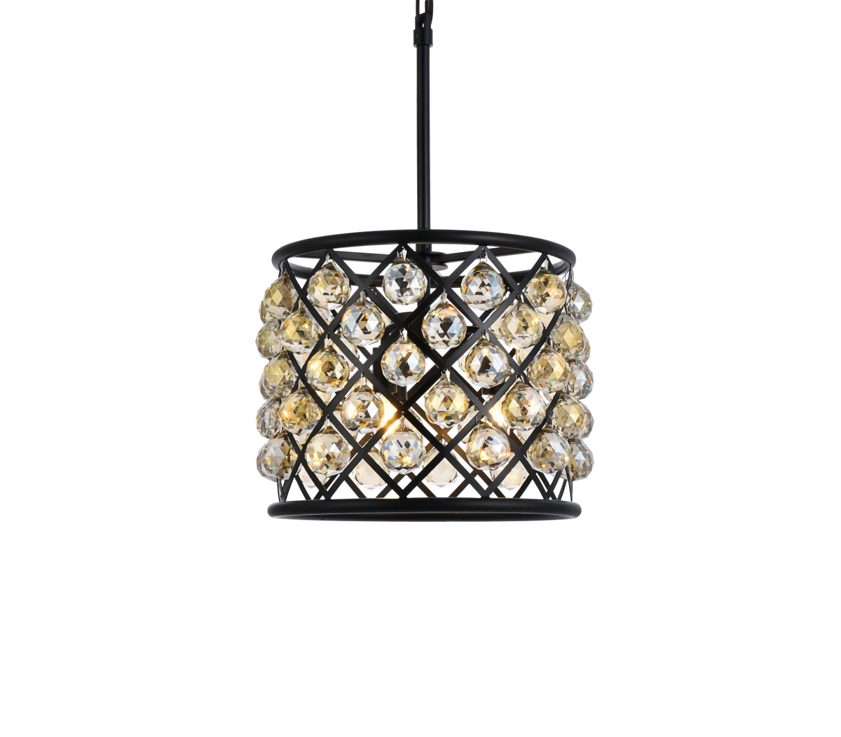 Madison 4 light Matte Black Pendant Golden Teak (Smoky) Royal Cut Crystal