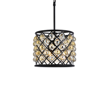 Madison 4 light Matte Black Pendant Golden Teak (Smoky) Royal Cut Crystal