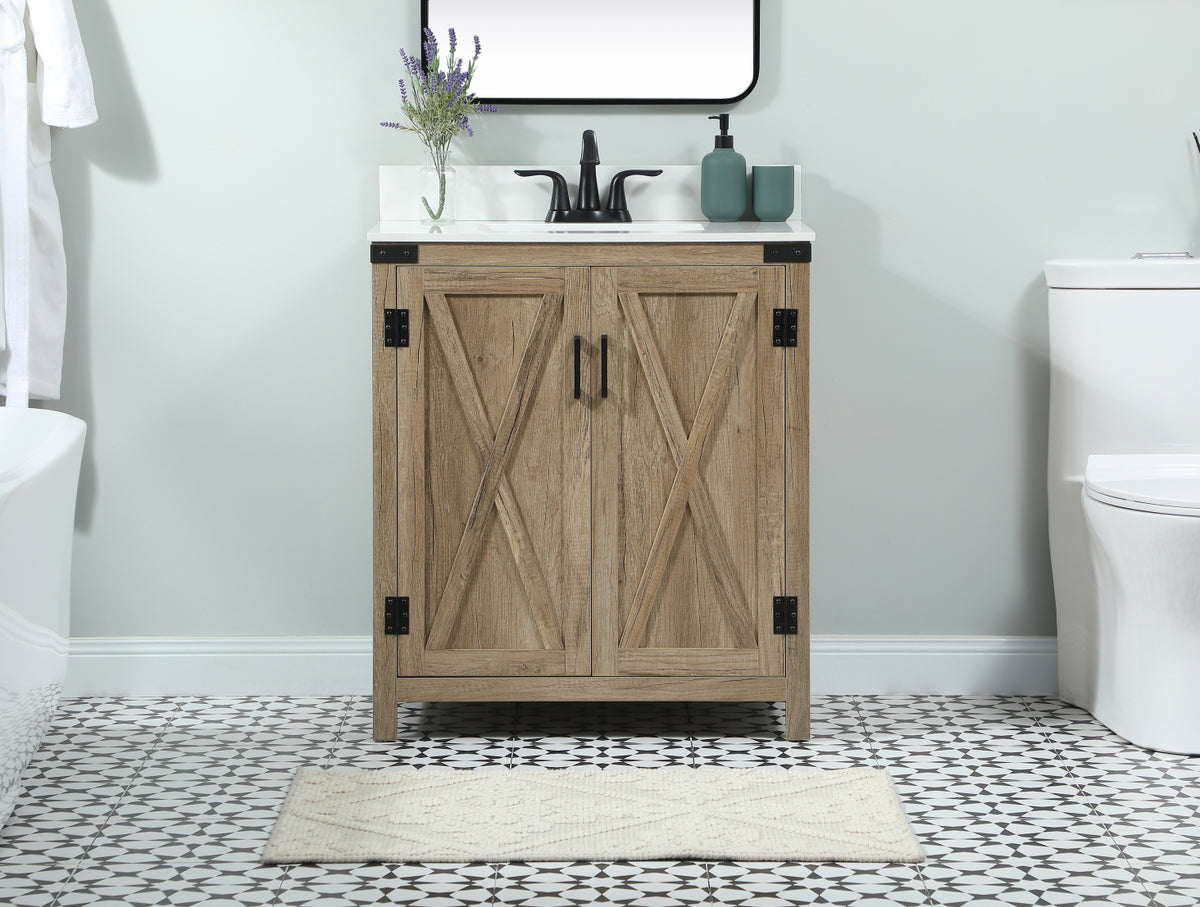 30 inch Single bathroom vanity in natural oak with backsplash