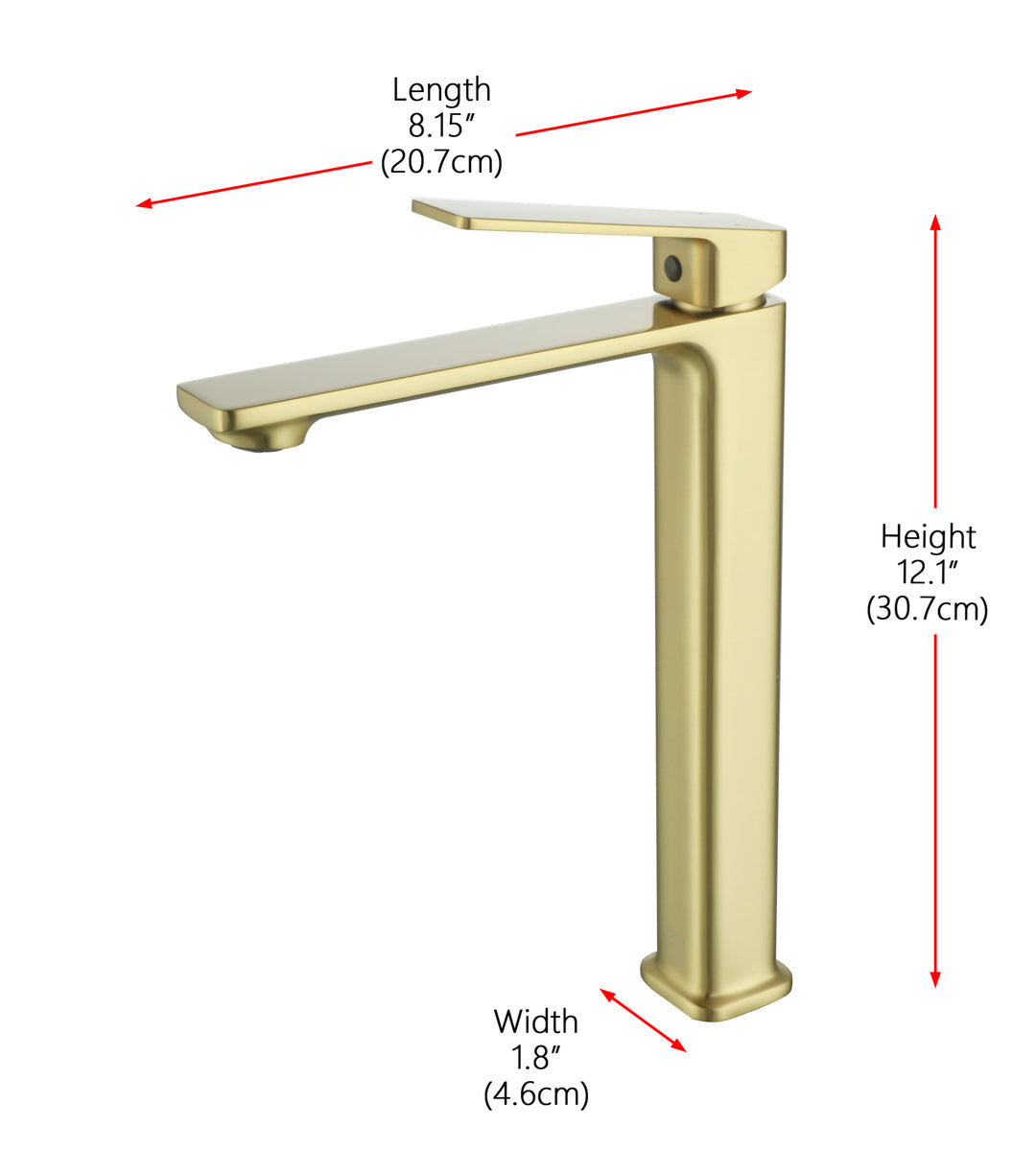 Lena Single Hole Single Handle Bathroom Faucet in Brushed Gold