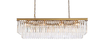 Sydney 50 inch rectangle crystal chandelier in satin gold