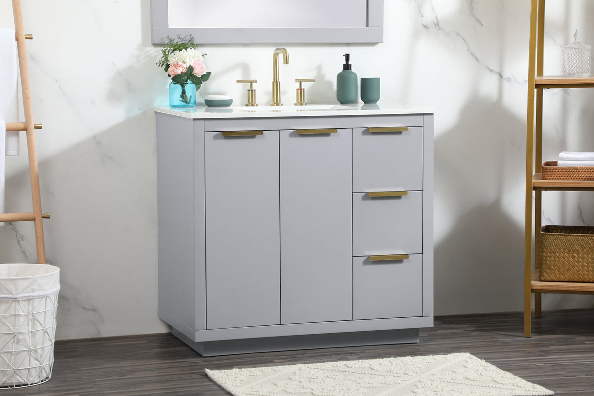 36 inch Single bathroom vanity in grey