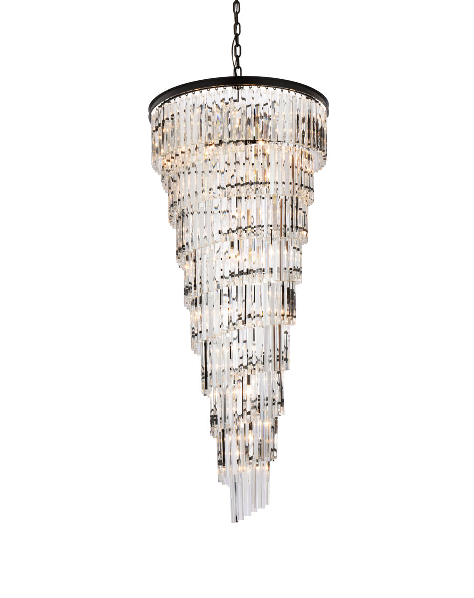 Sydney 30 inch spiral crystal chandelier in matte black