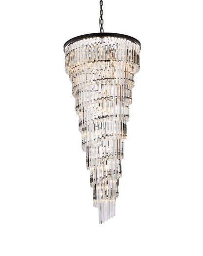 Sydney 30 inch spiral crystal chandelier in matte black