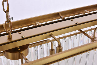 Sydney 50 inch rectangle crystal chandelier in satin gold