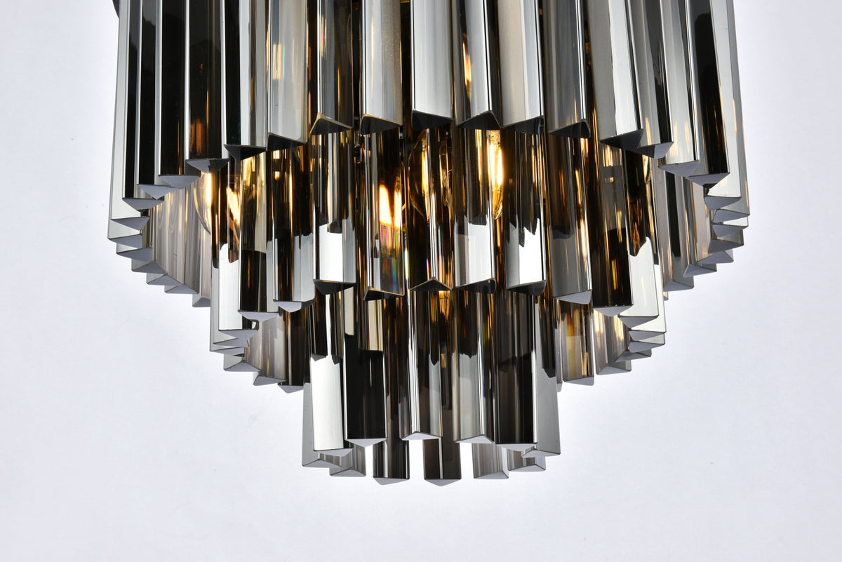 Sydney 9 light Matte Black Flush Mount Silver Shade (Grey) Royal Cut Crystal