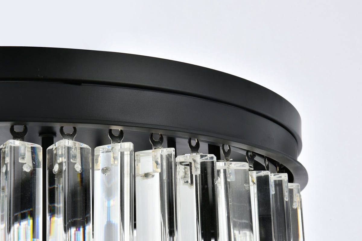 Sydney 9 light Matte Black Flush Mount Clear Royal Cut Crystal