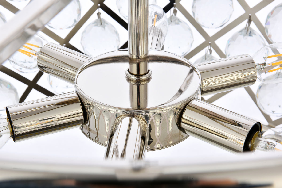Madison 6 light polished nickel Pendant Clear Royal Cut Crystal